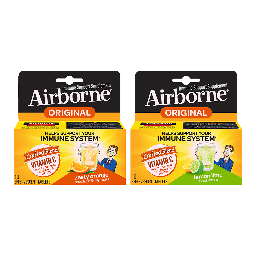 Airborne Immune Support Effervescent Tablets Lemon Lime Orange 20 Ct